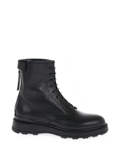 Woolrich Hammered-leather Lace-up Boots In Black
