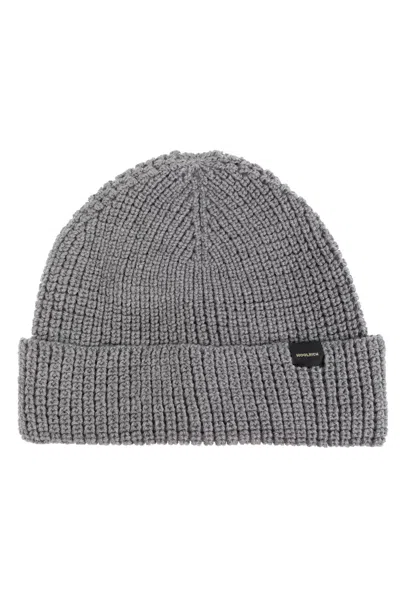 Woolrich Hat With Logo Patch In Grey