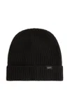 Woolrich Logo Patch Knitted Beanie In Black
