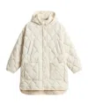 Woolrich Womens Long Cream Quilted Down Jacket In White