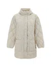 Woolrich Womens Long Cream Quilted Down Jacket In Milky Cream