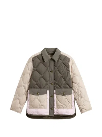 Woolrich Short Quilted Down Jacket Collar Neckline In Multi