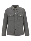 Woolrich Grey Patterned Wool Blend Overshirt With Classic Collar And Snap-button Fastening In Gray