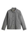 Woolrich Herringbone-pattern Button Jacket In Gray