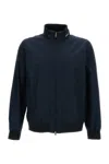 Woolrich High Collar Blue Bomber Jacket With Two-way Zip Closure In Blue