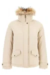 Woolrich High Collar Jacket With Detachable Fur Trim In Multi