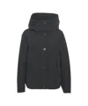 Woolrich High-collar Jacket With Hood And Button Closure In Black