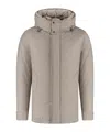 Woolrich High Neck Hooded Down Jacket In Brown