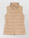 Woolrich High Neck Sleeveless Quilted Padded Vest In Brown