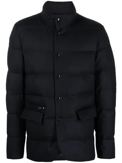 Woolrich High-neck Snap-fastening Padded Jacket In Blau