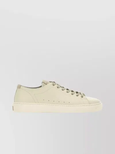 Woolrich High Sole Leather Trainers Cloudcourt In Beige