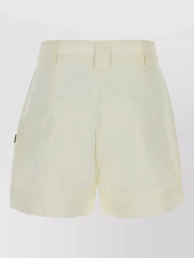 Woolrich High Waist Poplin Shorts Belt Loops In Neutral
