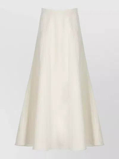 Woolrich High Waisted Midi Skirt Linen Blend In White