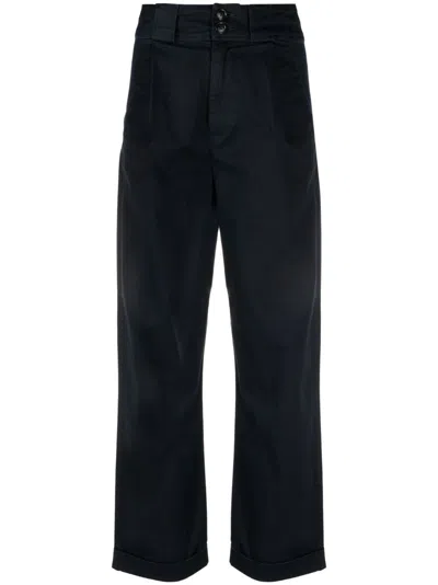 Woolrich High-waisted Wide-leg Trousers In Blue