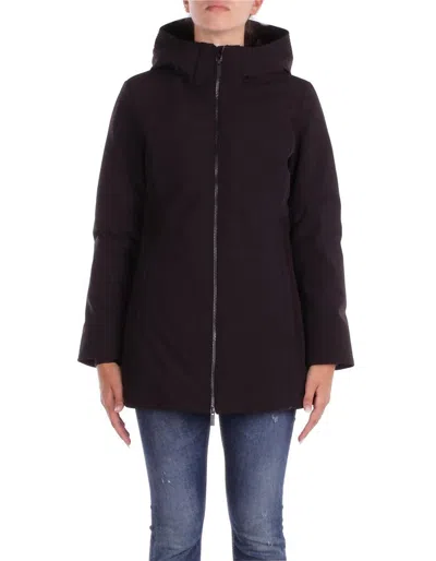 Woolrich Hooded Black Down Parka With Zip Closure