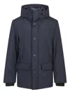 Woolrich Waterproof Nylon Parka With Duck Down Padding In Blue