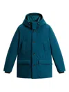 Woolrich Hooded Button-fastening Jacket In Blue
