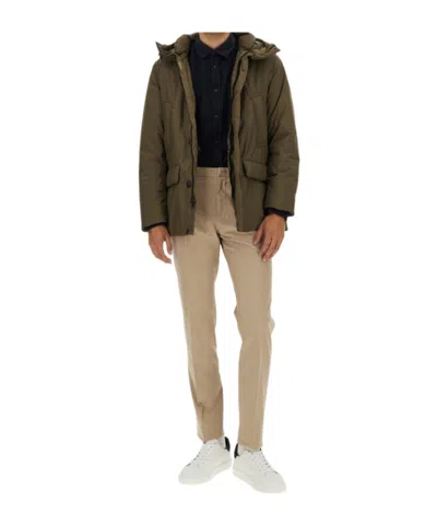 WOOLRICH HOODED BUTTON-FASTENING PADDED JACKET
