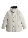 Woolrich Hooded Button-fastening Parka In Gray