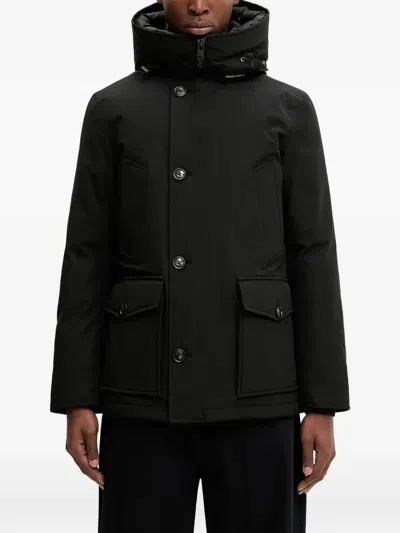 Woolrich Hooded Buttoned Jacket In Multi