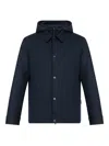 Woolrich Logo Detailed Hooded Jacket In Blue