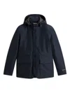 Woolrich Hooded Buttoned Jacket In Blue