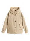 Woolrich Hooded Buttoned Jacket In Nude