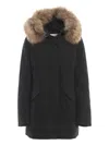 Woolrich Arctic Parka With Removable Fur Blue In Black