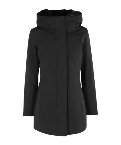 Woolrich Hooded Coat In Black