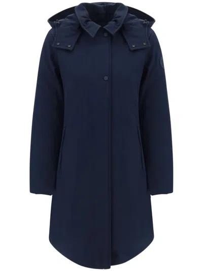 Woolrich Hooded Coat In Blau