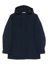 Woolrich Navy Blue Hooded Jacket With Concealed Fastening In Blue