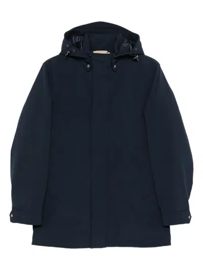 Woolrich Hooded Coat In Blue