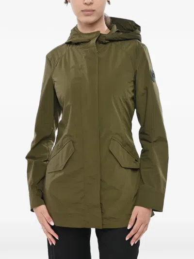 Woolrich Hooded Concealed-fastening Jacket In Green