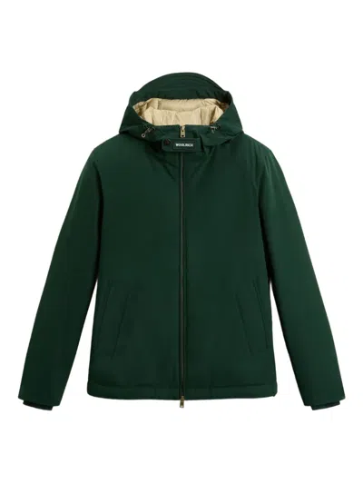 Woolrich Hooded Cotton Jacket In Green
