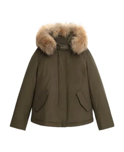Woolrich Hooded Cotton Suit In Green