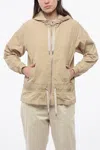 Woolrich Hooded Crinkle Windbreaker In Beige