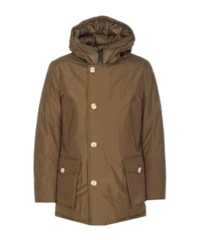 Woolrich Long-sleeved Down Jacket In Green