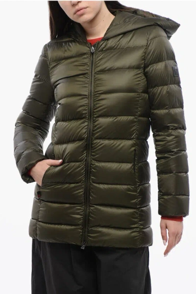 Woolrich Hooded Down Jacket In Green