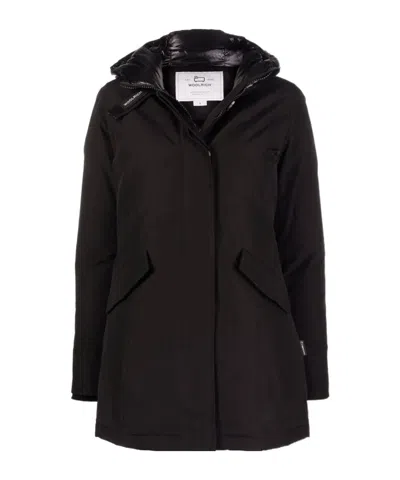 Woolrich Hooded Down Jacket In Black