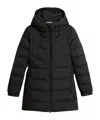 Woolrich Quilted Black Down Coat With Adjustable Hood In Black