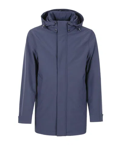 Woolrich Hooded Down Jacket In Blue