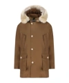 Woolrich Hooded Down Jacket In Brown