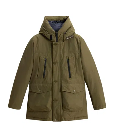 Woolrich Hooded Down Jacket In Green