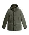 Woolrich Hooded Button-fastening Padded Jacket In Green