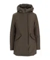 Woolrich Pinecone Hooded Logo Detail Cotton-blend Jacket In Green