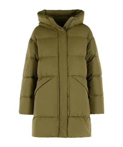 Woolrich Hooded Down Jacket In Green