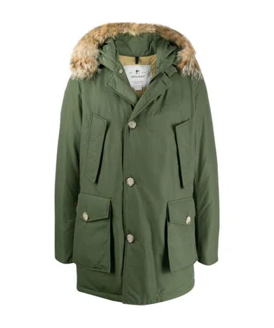 Woolrich Hooded Down Jacket In Green