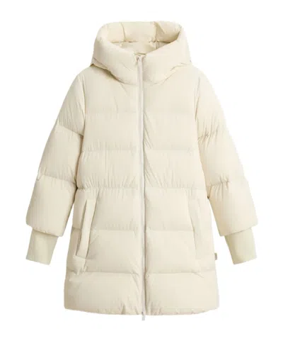 Woolrich Hooded Down Jacket In Neutral