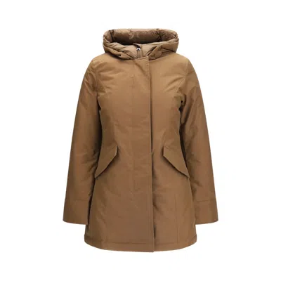 Woolrich Hooded Down Parka In Brown