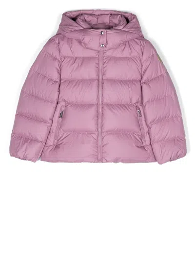 Woolrich Teen Logo-patch Zip-up Padded Jacket In Pastel Pink